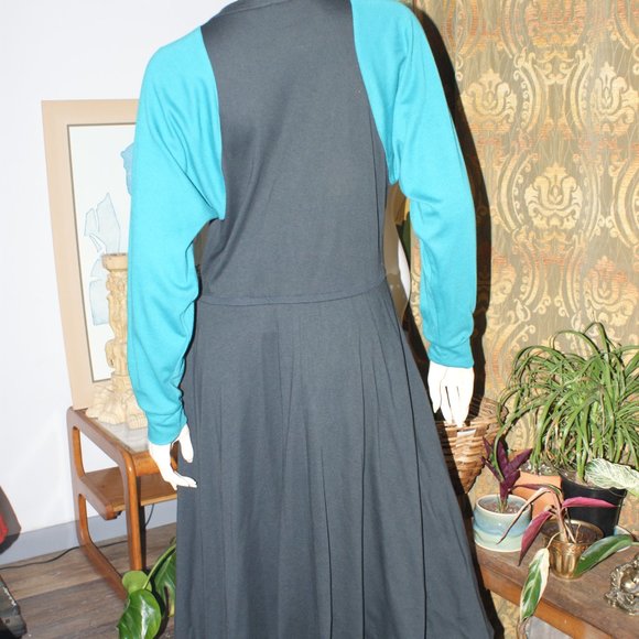 Vintage Patti Cappalli Black and Green Midi Dress - Picture 7 of 11
